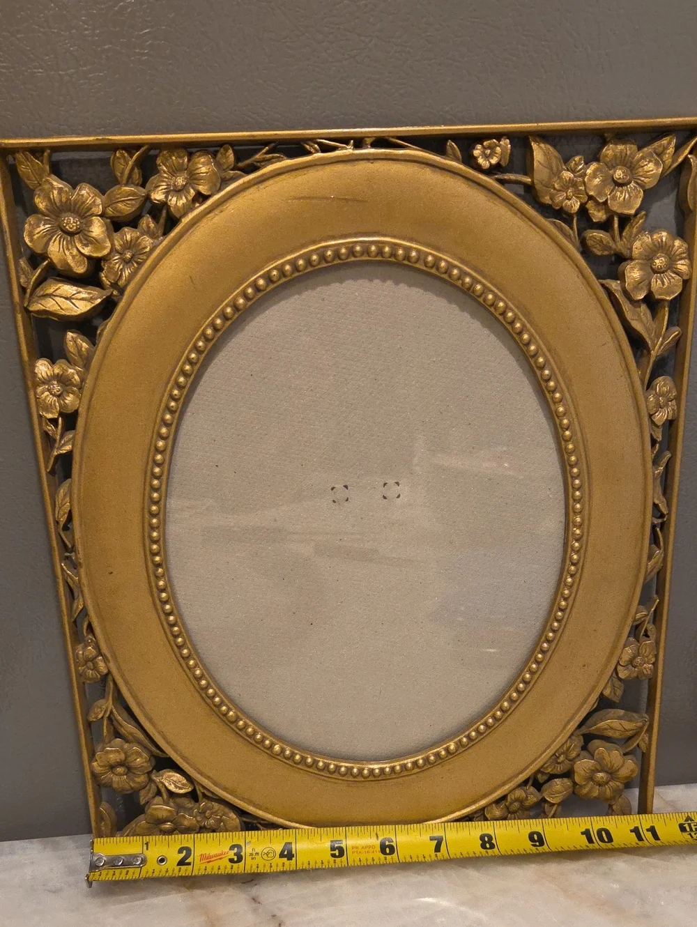 Ornate Gold Floral Oval Picture Frame by